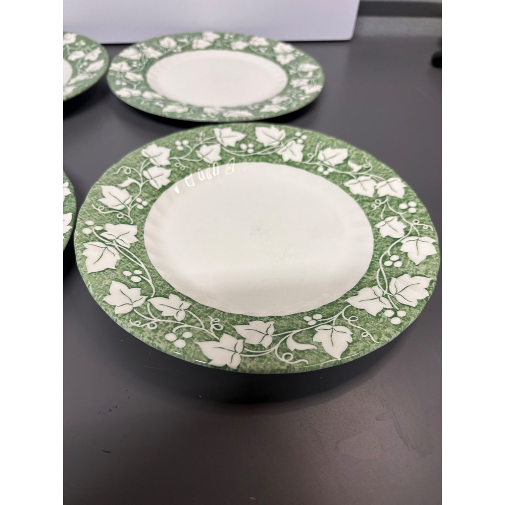 Churchill‎ Staffordshire England Green Ivy Salad Dessert Plates Set of 6 8 Inch
